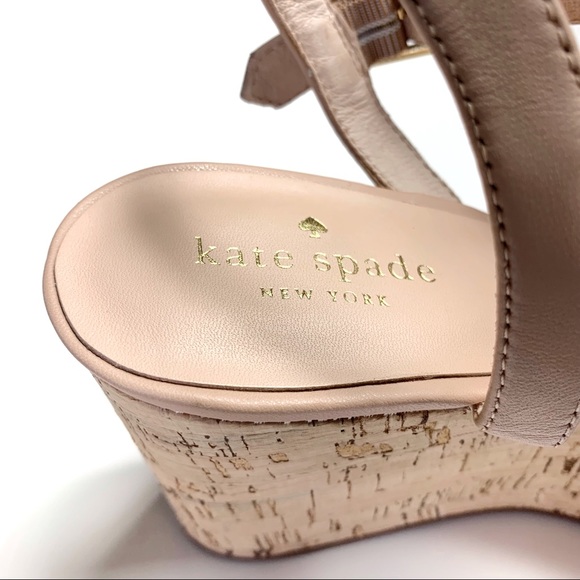 Kate Spade Tomas wedge sandals leather nude NEW - Picture 7 of 7